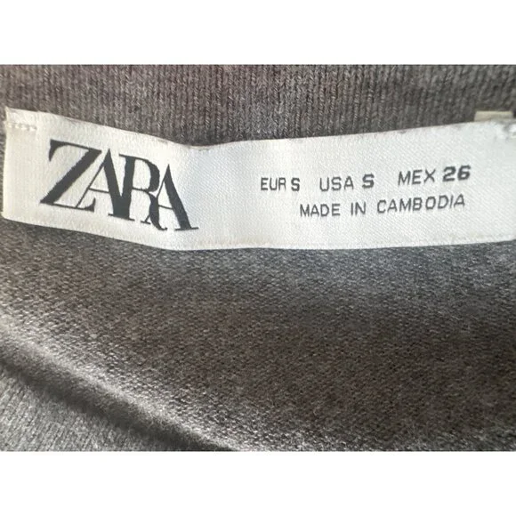 2/$30 ZARA Grey Small Cardigan Sweater Small Viscose Blend Short Sleeve - Picture 4 of 13
